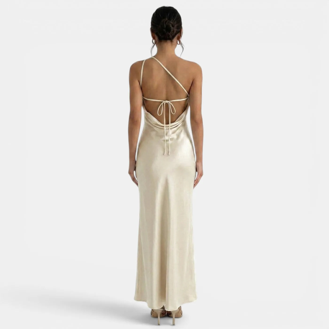 Vestido de Invitada de Boda Largo Elegante Sofisticado con Espalda Descubierta