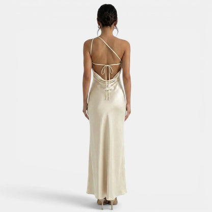 Vestido de Invitada de Boda Largo Elegante Sofisticado con Espalda Descubierta
