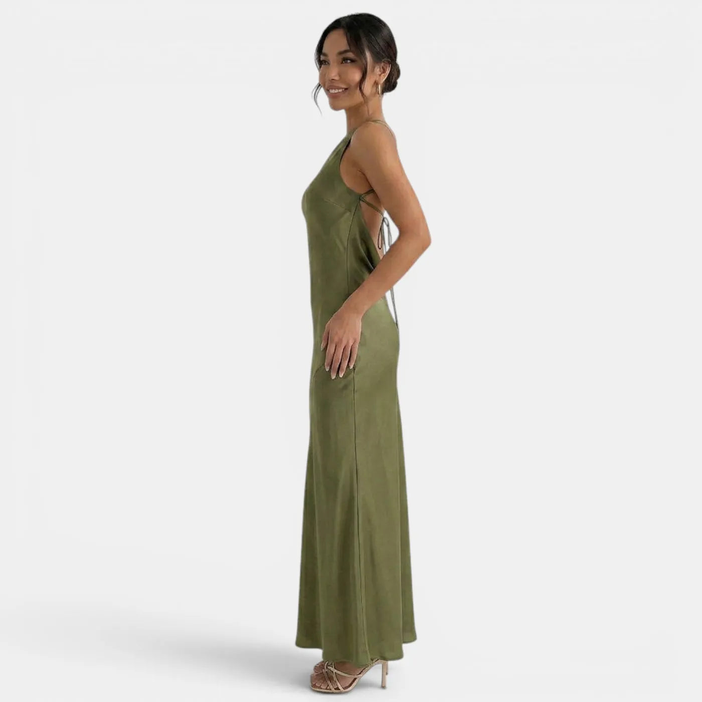 Vestido de Invitada de Boda Largo Elegante Sofisticado con Espalda Descubierta