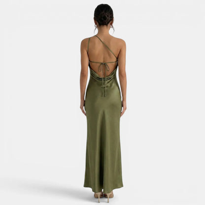 Vestido de Invitada de Boda Largo Elegante Sofisticado con Espalda Descubierta