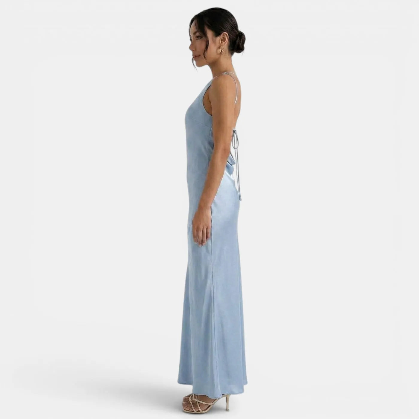 Vestido de Invitada de Boda Largo Elegante Sofisticado con Espalda Descubierta