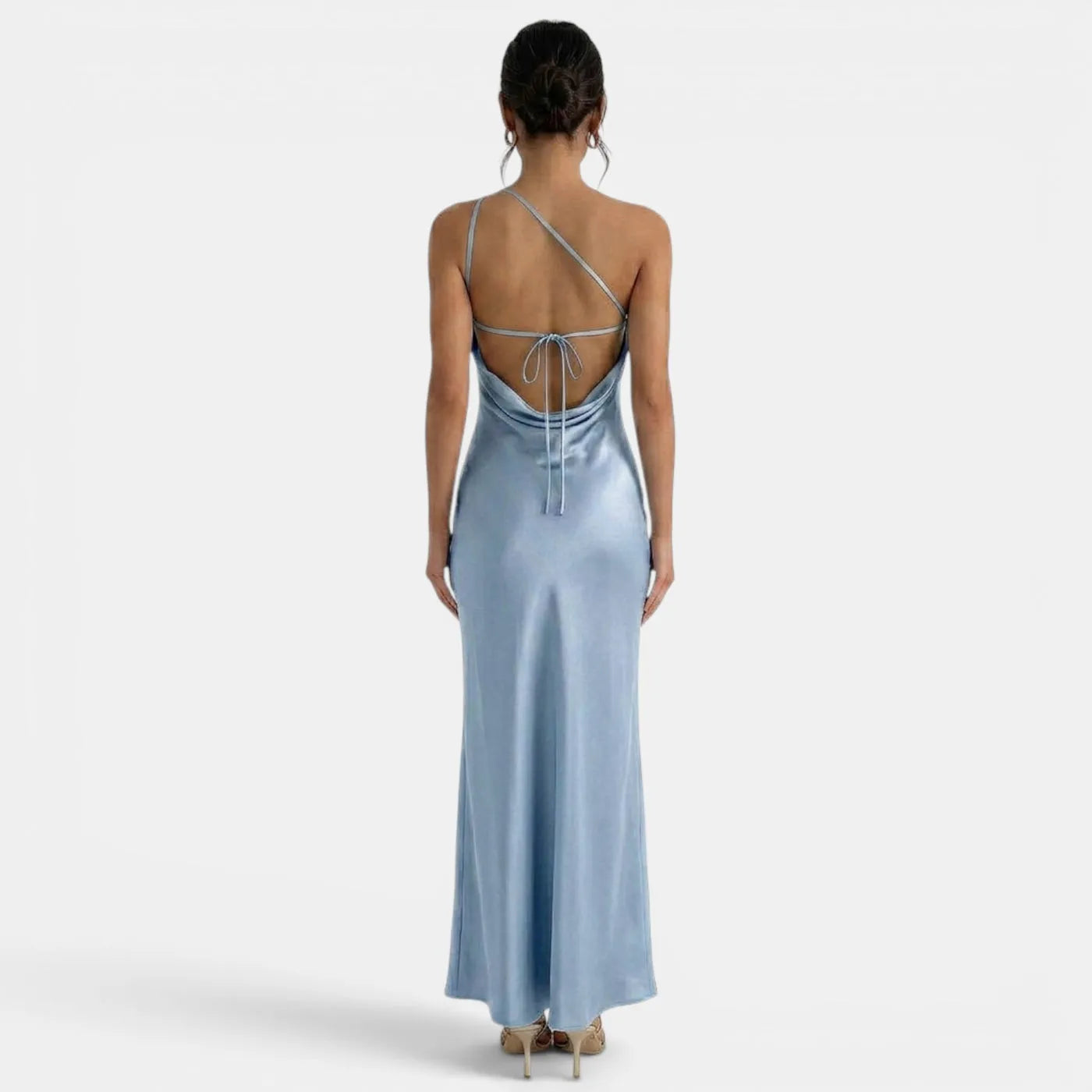 Vestido de Invitada de Boda Largo Elegante Sofisticado con Espalda Descubierta
