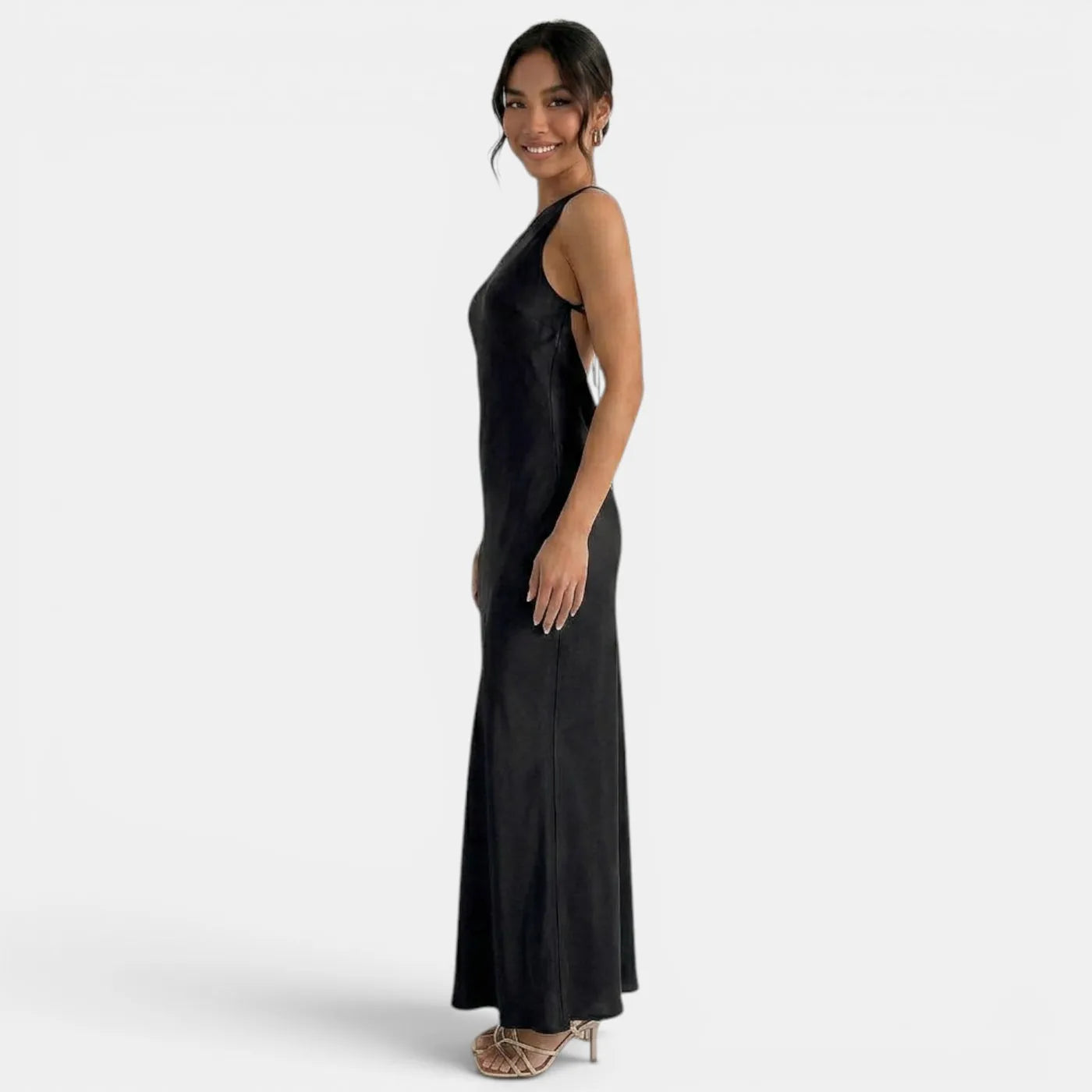 Vestido de Invitada de Boda Largo Elegante Sofisticado con Espalda Descubierta