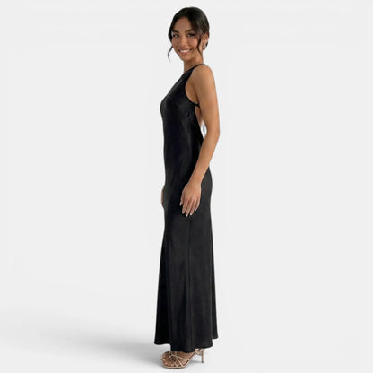 Vestido de Invitada de Boda Largo Elegante Sofisticado con Espalda Descubierta
