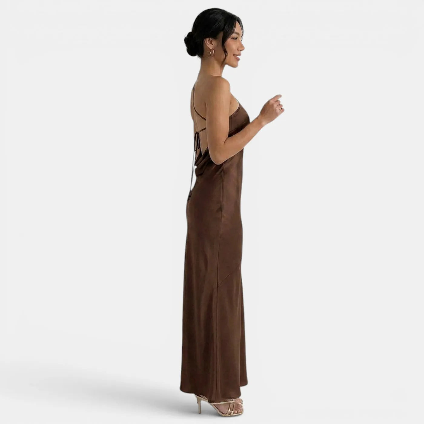 Vestido de Invitada de Boda Largo Elegante Sofisticado con Espalda Descubierta