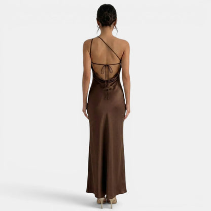 Vestido de Invitada de Boda Largo Elegante Sofisticado con Espalda Descubierta