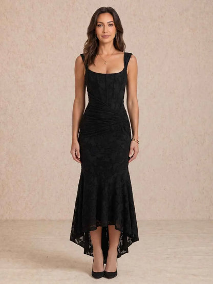 Vestido de Invitada de Boda Largo Elegante Sofisticado con Fruncido