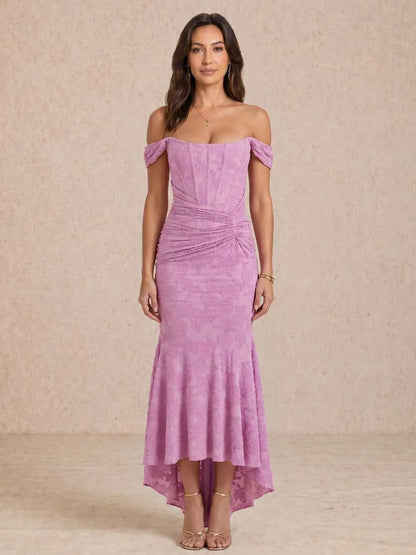 Vestido de Invitada de Boda Largo Elegante Sofisticado con Fruncido