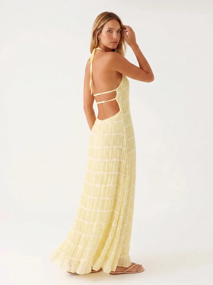 Vestido de Invitada de Boda Largo Elegante Sofisticado con Textura Plisada