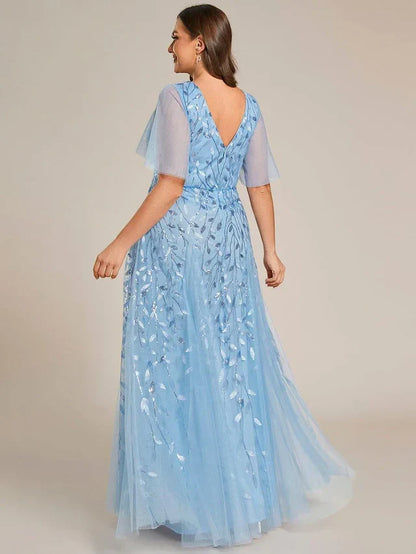 Vestido de Invitada de Boda Largo Elegante Tallas Grandes con Escote en V