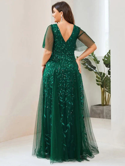 Vestido de Invitada de Boda Largo Elegante Tallas Grandes con Escote en V