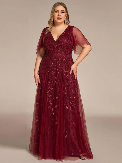 Vestido de Invitada de Boda Largo Elegante Tallas Grandes con Escote en V