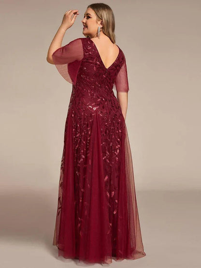 Vestido de Invitada de Boda Largo Elegante Tallas Grandes con Escote en V