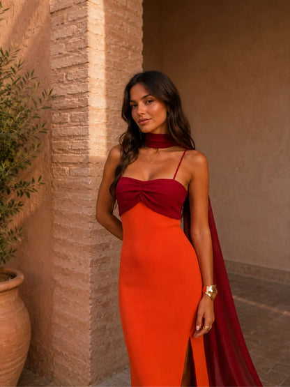 Vestido de Invitada de Boda Largo Elegante Tirantes con Abertura