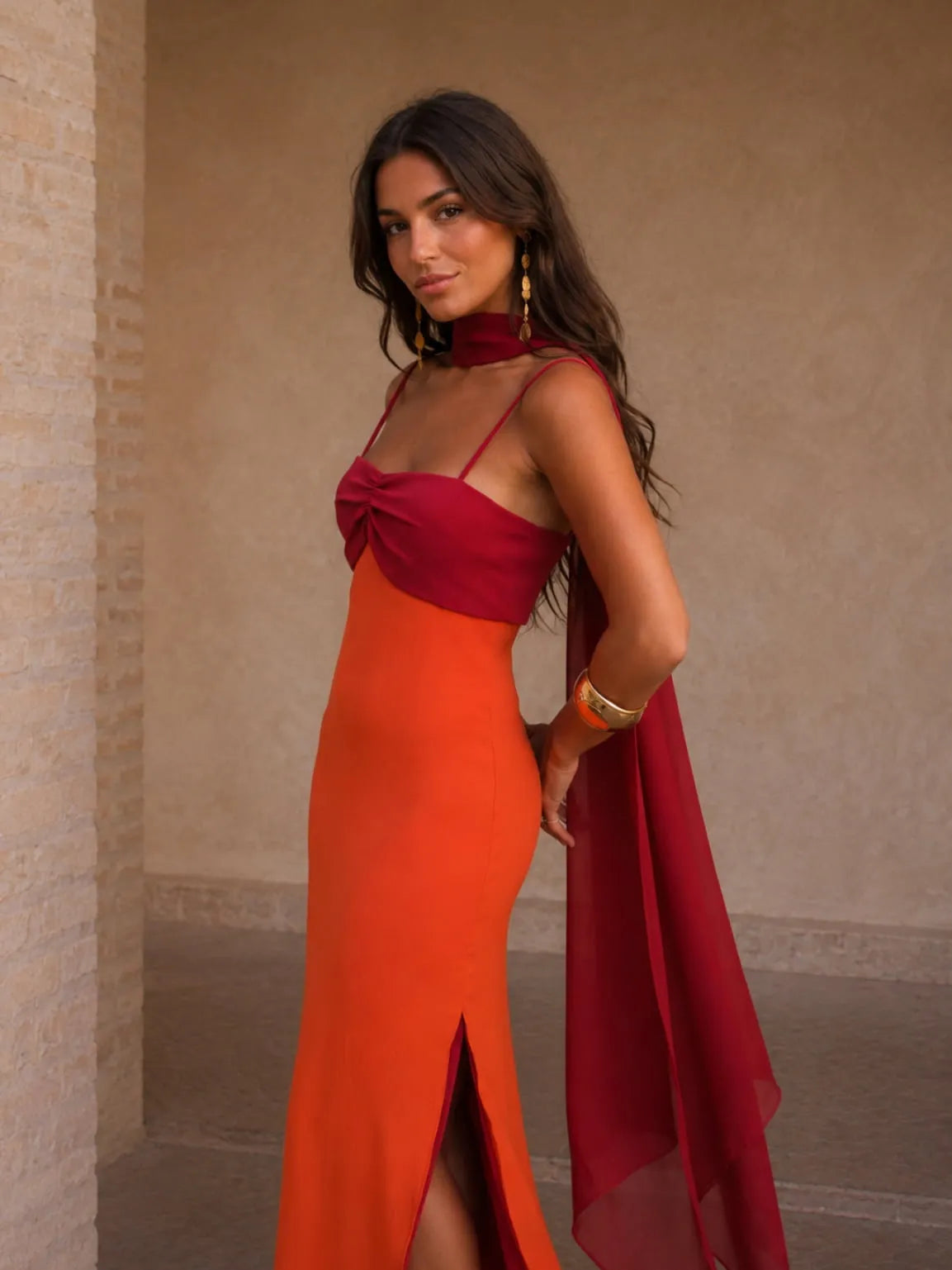 Vestido de Invitada de Boda Largo Elegante Tirantes con Abertura