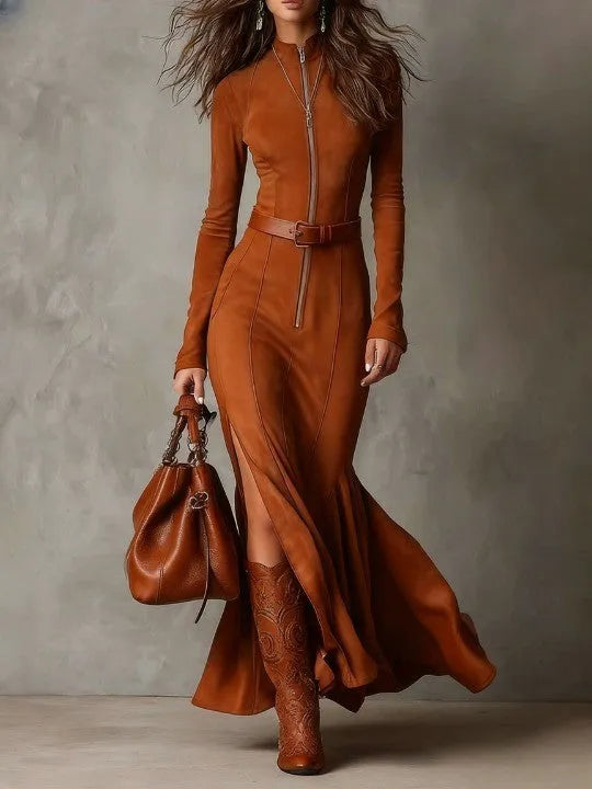 Vestido de Invitada de Boda Largo Elegante Vintage con Abertura