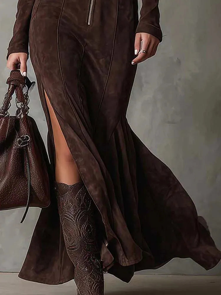 Vestido de Invitada de Boda Largo Elegante Vintage con Abertura