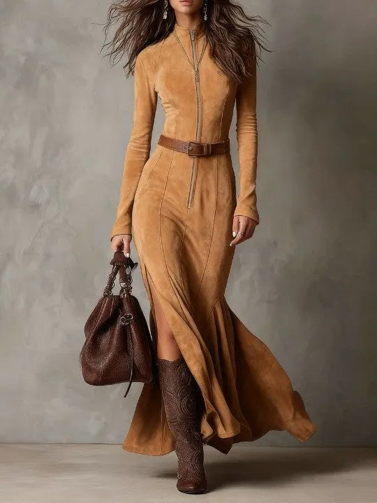Vestido de Invitada de Boda Largo Elegante Vintage con Abertura