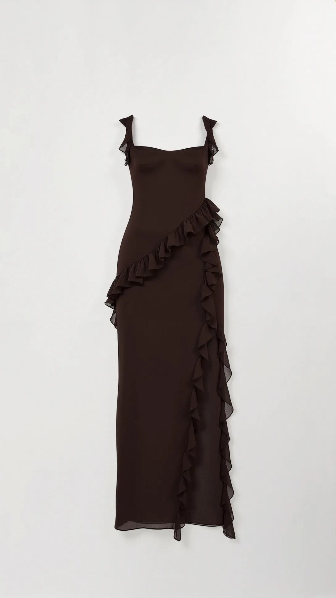 Vestido de Invitada de Boda Largo Elegante Volantes con Abertura