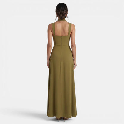 Vestido de Invitada de Boda Largo Elegante con Abertura Lateral
