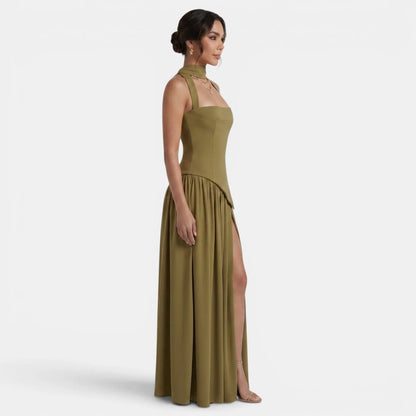 Vestido de Invitada de Boda Largo Elegante con Abertura Lateral