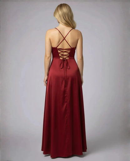 Vestido de Invitada de Boda Largo Elegante con Abertura