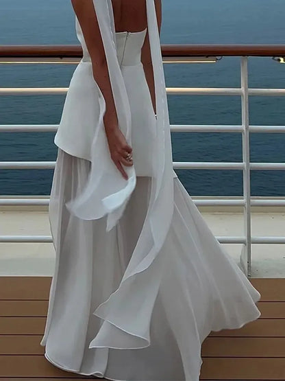Vestido de Invitada de Boda Largo Elegante con Asimétrico