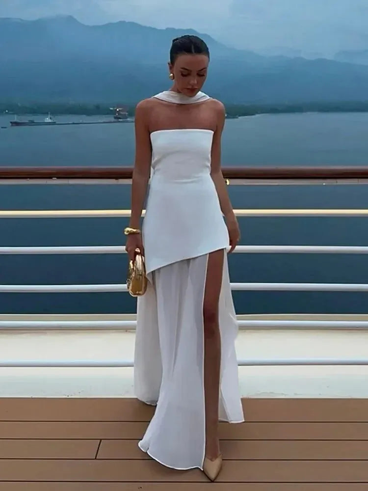 Vestido de Invitada de Boda Largo Elegante con Asimétrico