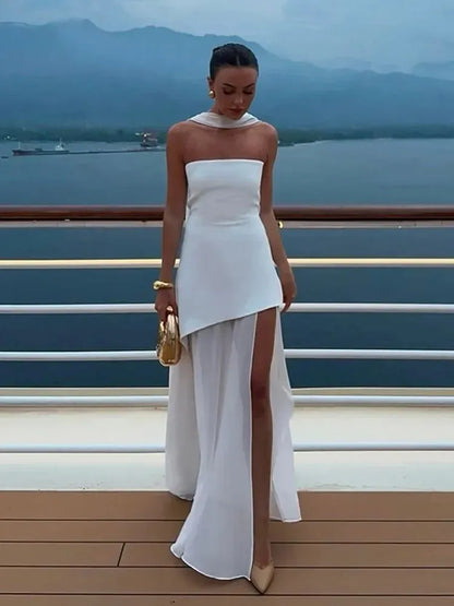 Vestido de Invitada de Boda Largo Elegante con Asimétrico