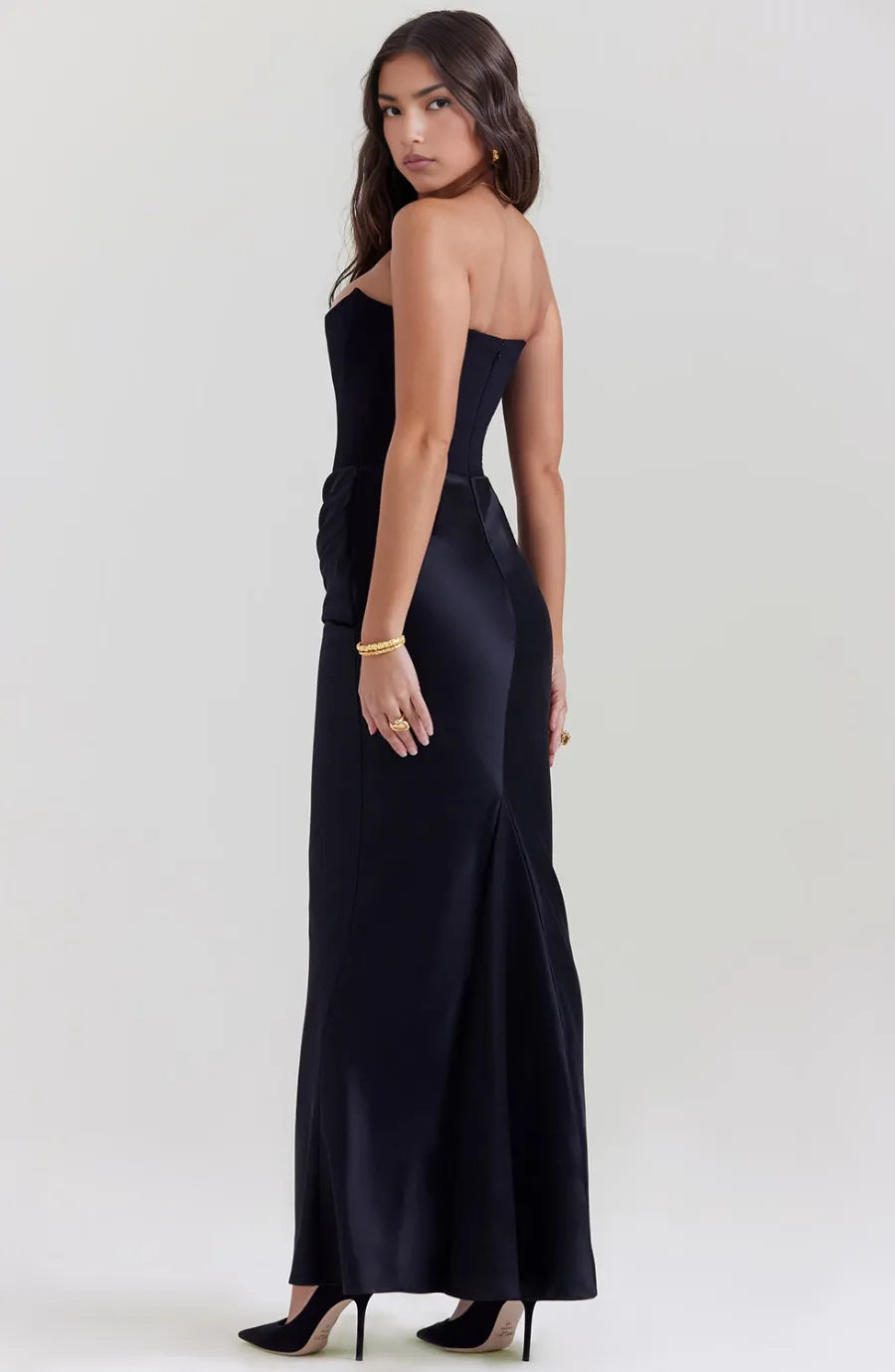 Vestido de Invitada de Boda Largo Elegante con Corset y Drapeado