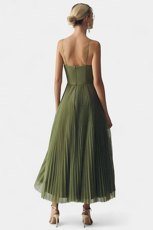 Vestido de Invitada de Boda Largo Elegante con Corset y Plisado