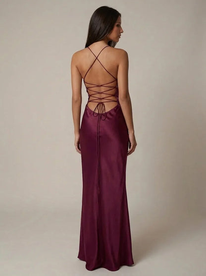 Vestido de Invitada de Boda Largo Elegante con Cuello Halter