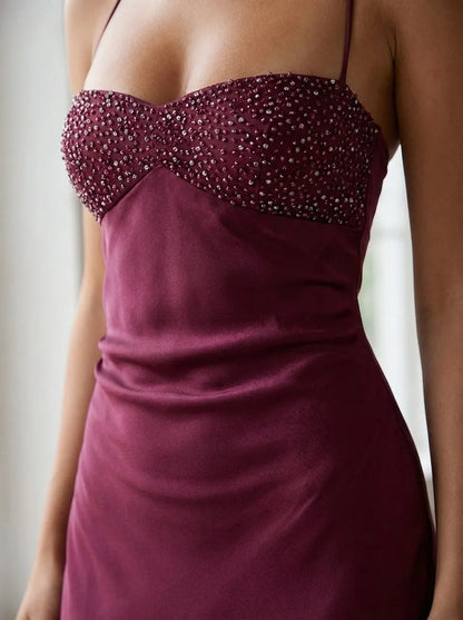 Vestido de Invitada de Boda Largo Elegante con Cuello Halter