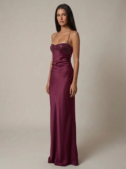 Vestido de Invitada de Boda Largo Elegante con Cuello Halter