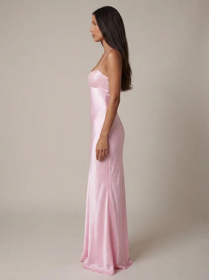 Vestido de Invitada de Boda Largo Elegante con Cuello Halter