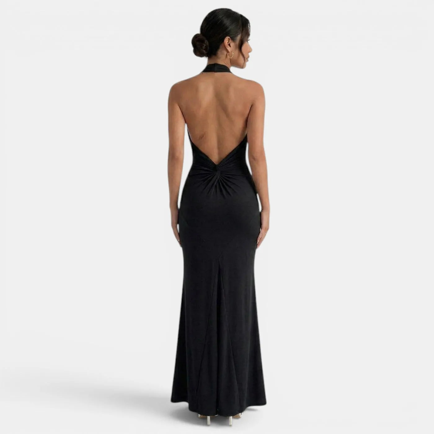 Vestido de Invitada de Boda Largo Elegante con Cuello Halter y Espalda Descubierta