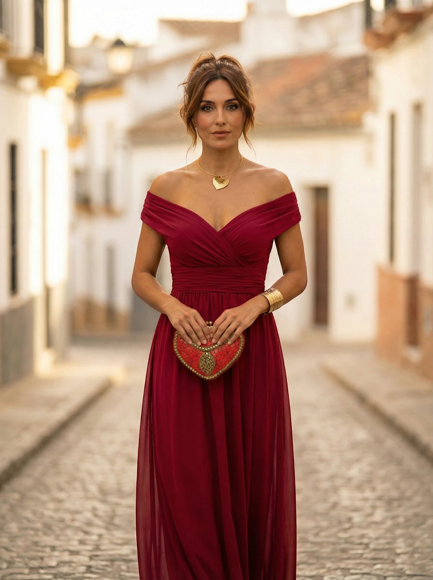 Vestido de Invitada de Boda Largo Elegante con Drapeado