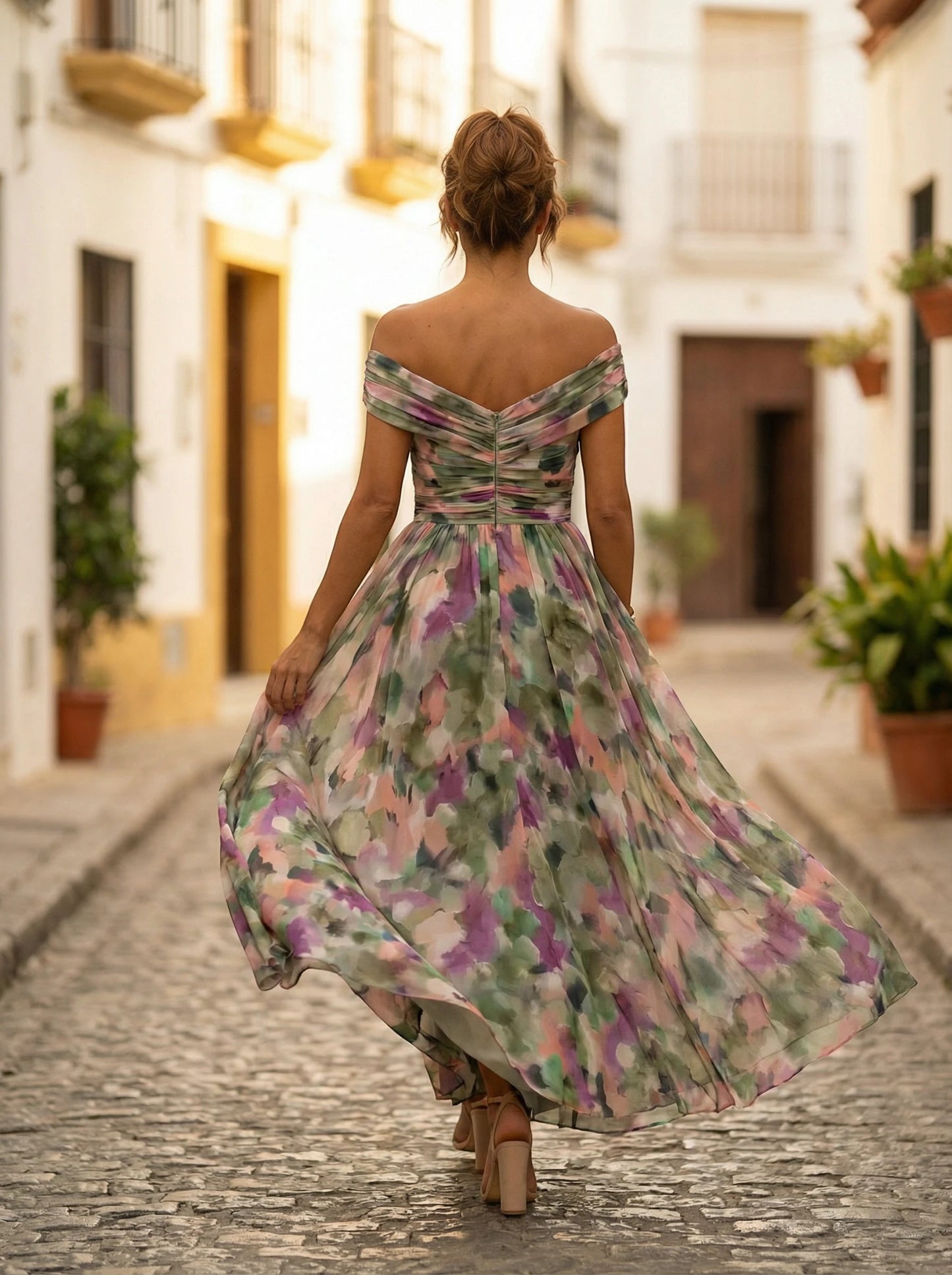 Vestido de Invitada de Boda Largo Elegante con Drapeado