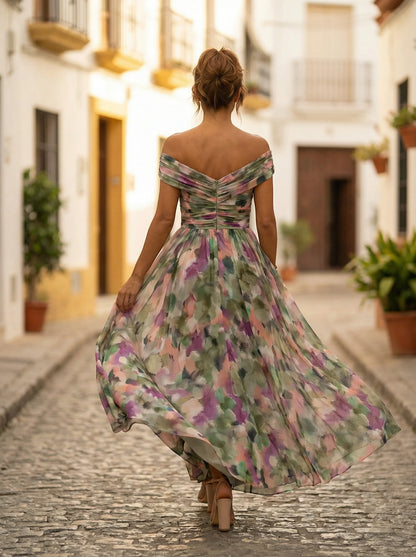 Vestido de Invitada de Boda Largo Elegante con Drapeado