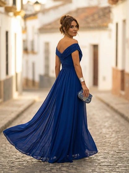 Vestido de Invitada de Boda Largo Elegante con Drapeado