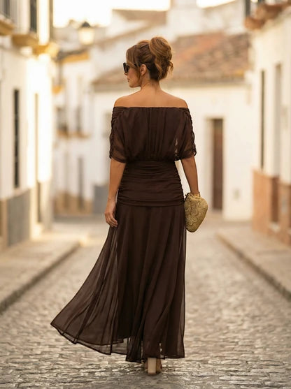 Vestido de Invitada de Boda Largo Elegante con Drapeado