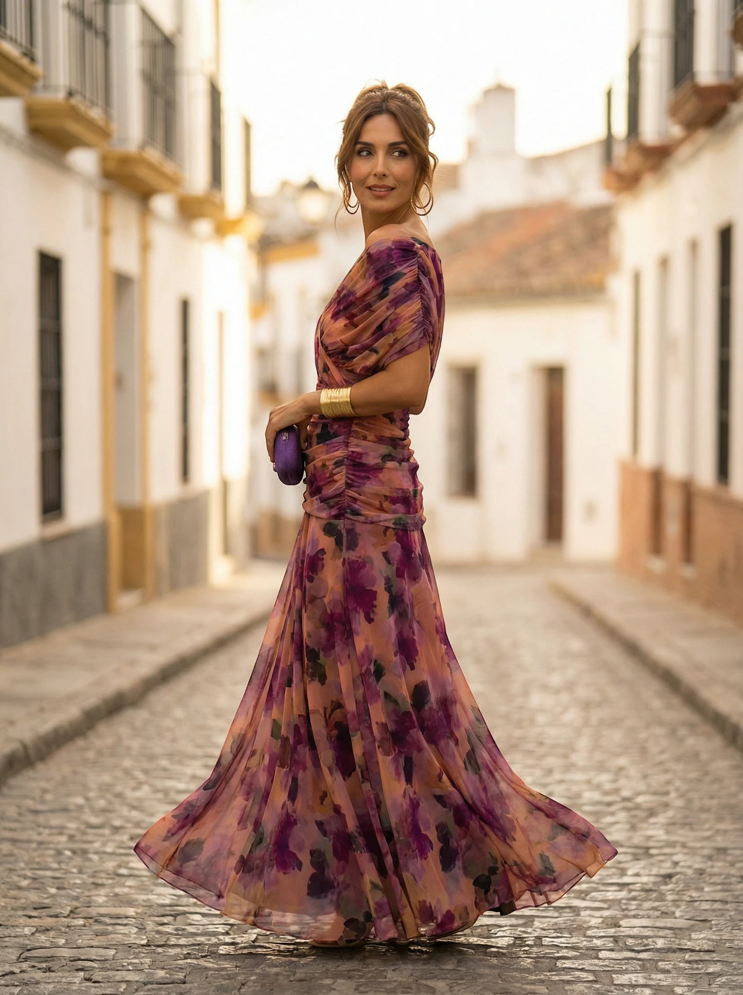 Vestido de Invitada de Boda Largo Elegante con Drapeado