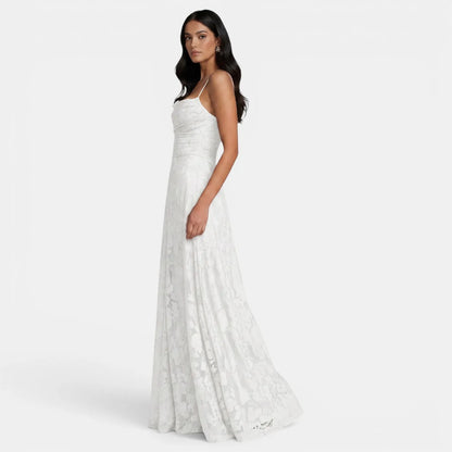 Vestido de Invitada de Boda Largo Elegante con Espalda Descubierta