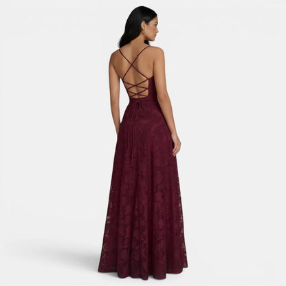 Vestido de Invitada de Boda Largo Elegante con Espalda Descubierta