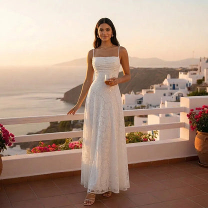 Vestido de Invitada de Boda Largo Elegante con Espalda Descubierta