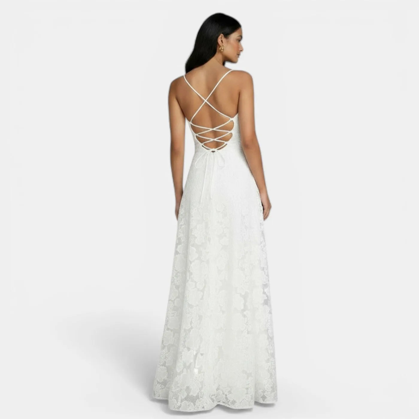 Vestido de Invitada de Boda Largo Elegante con Espalda Descubierta