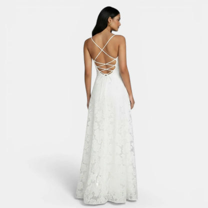 Vestido de Invitada de Boda Largo Elegante con Espalda Descubierta