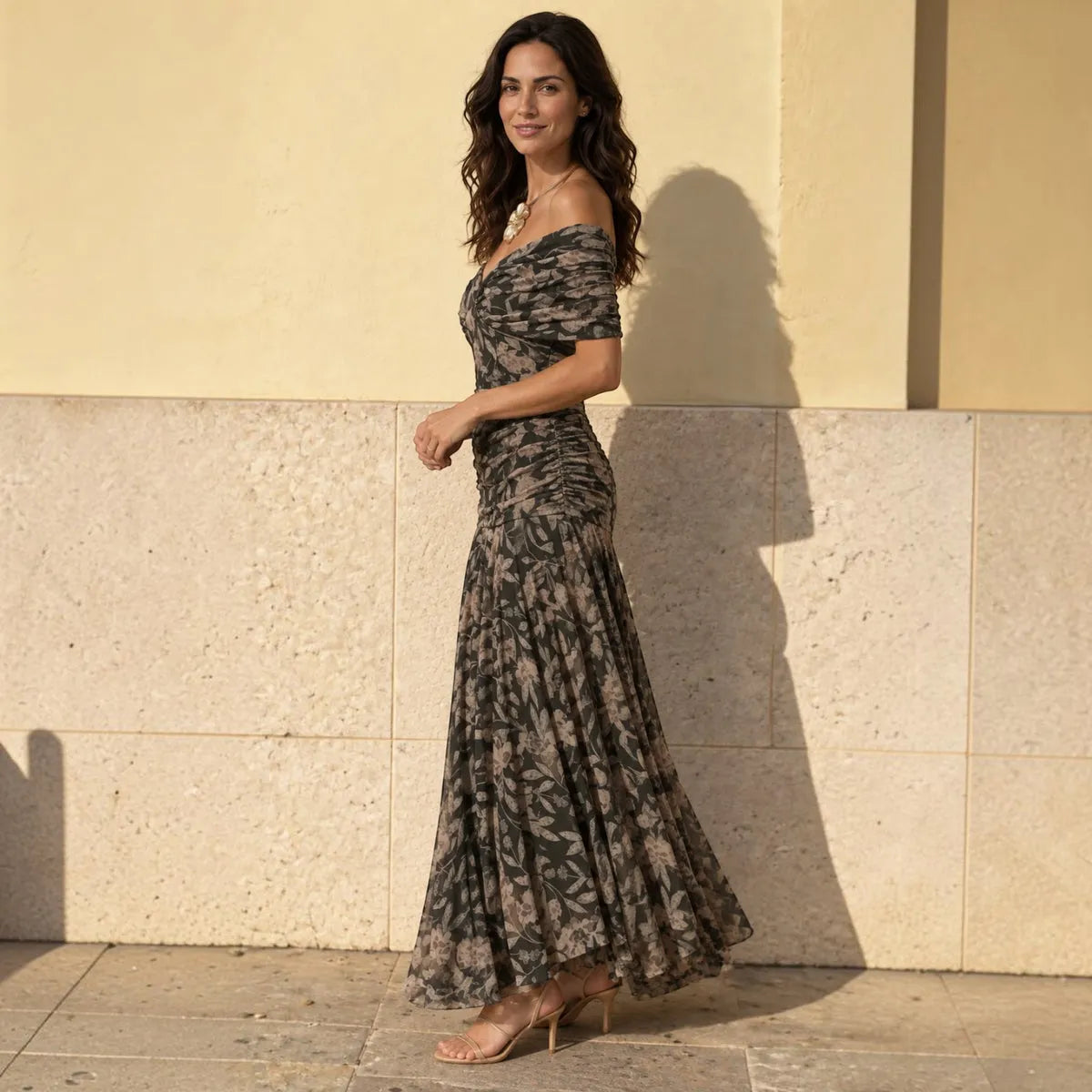 Vestido de Invitada de Boda Largo Elegante con Estampado