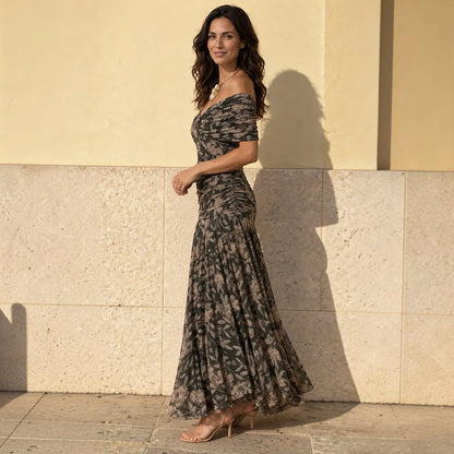 Vestido de Invitada de Boda Largo Elegante con Estampado