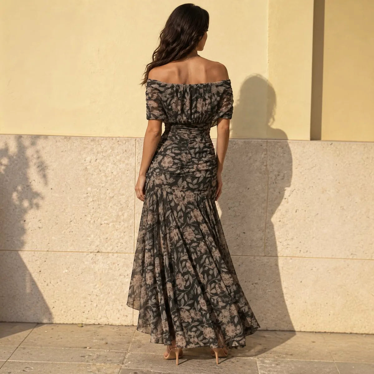 Vestido de Invitada de Boda Largo Elegante con Estampado